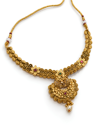 Rajwada Floral Pearl Necklace Set