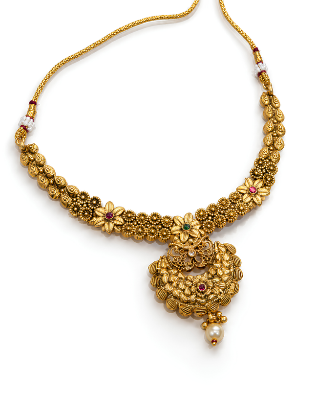 Rajwada Floral Pearl Necklace Set
