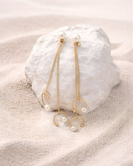 Sleek Disc Chain Drop Earrings – Rose Gold Finish | Rage Collection