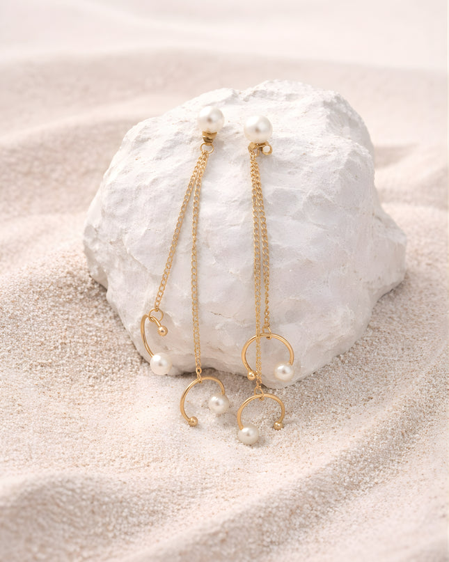 Sleek Disc Chain Drop Earrings – Rose Gold Finish | Rage Collection