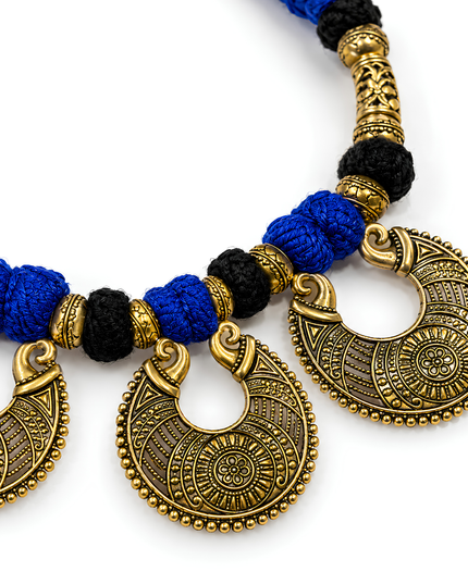 Rama Blue Thread Antique Gold Necklace