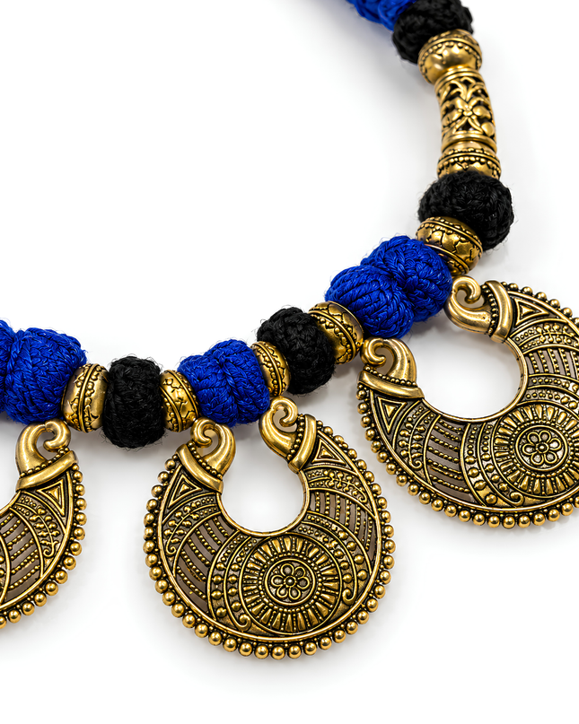 Rama Blue Thread Antique Gold Necklace