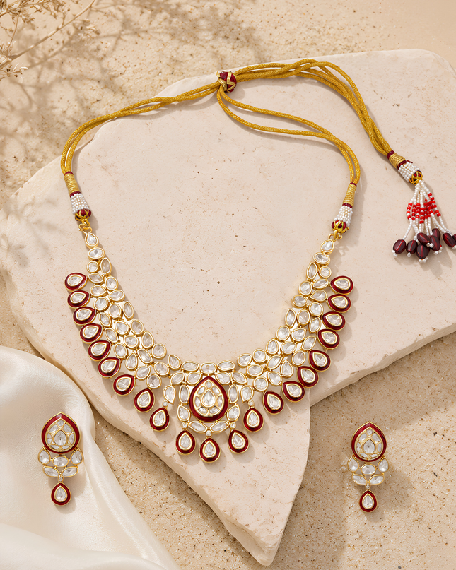 Kundan Pearl Drop Necklace Set