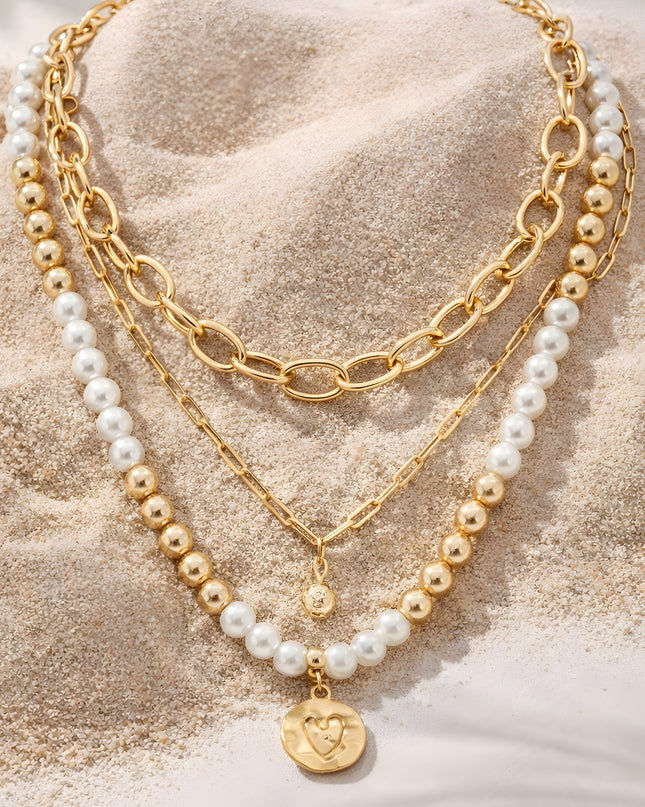 Heart Medallion Layered Necklace