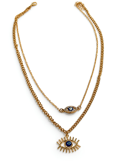Nazaré Gold Plated Double Layer Evil Eye Necklace