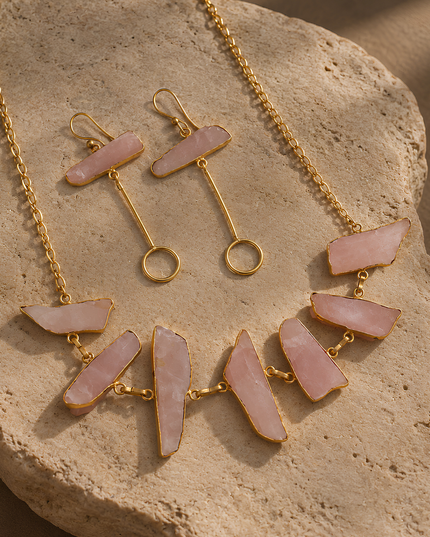 Crag Rose Quartz Statement Necklace Set
