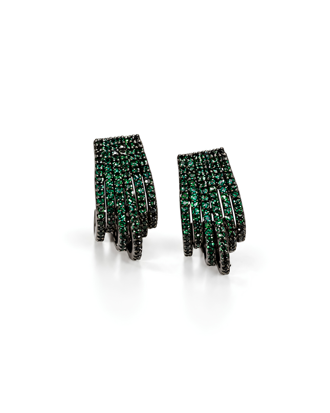 Esmera Emerald Green Multi-Layer Hoop Earrings