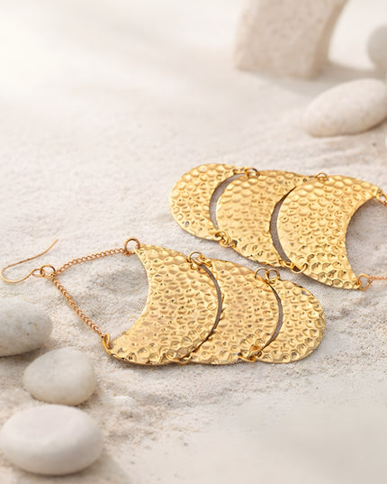 Solar Curve – Cascading Textured Earrings