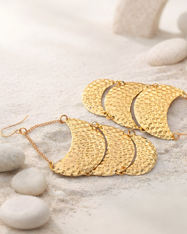 Solar Curve – Cascading Textured Earrings