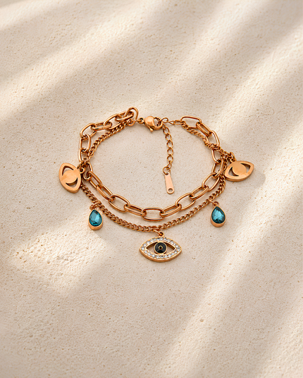 Layered Evil Eye Charm Bracelet