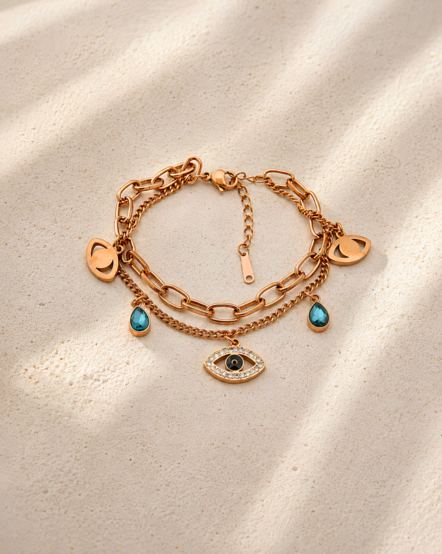 Layered Evil Eye Charm Bracelet