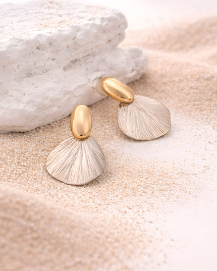 Dual Tone Petal Statement Earrings