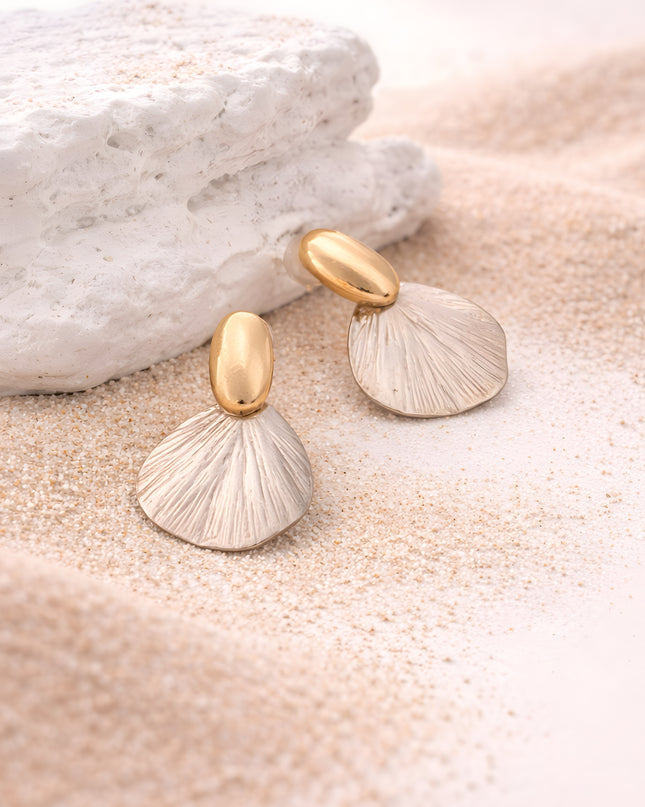 Dual Tone Petal Statement Earrings