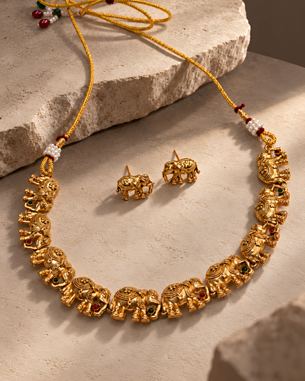 Treasure Gajraj Royal Elephant Necklace Set
