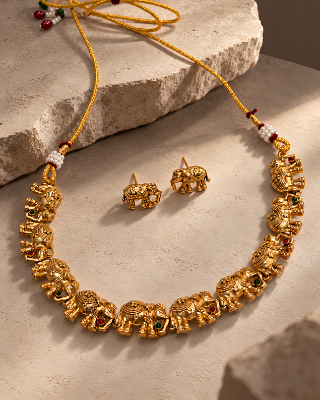 Treasure Gajraj Royal Elephant Necklace Set