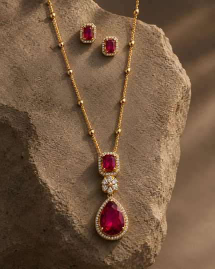 Ruby Treasure – Necklace & Earrings Set