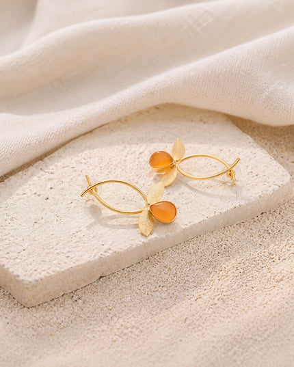 Crag Amber Leaf Hoops