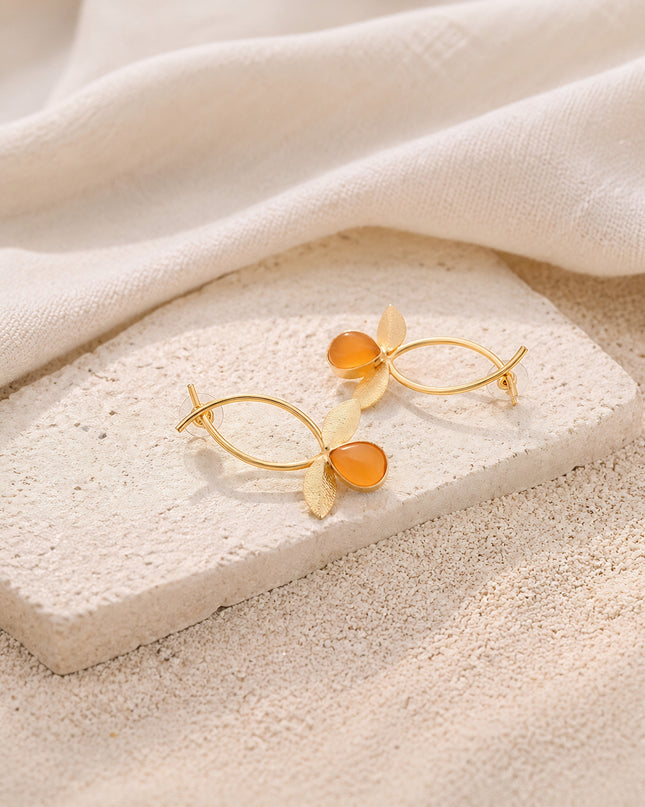 Crag Amber Leaf Hoops