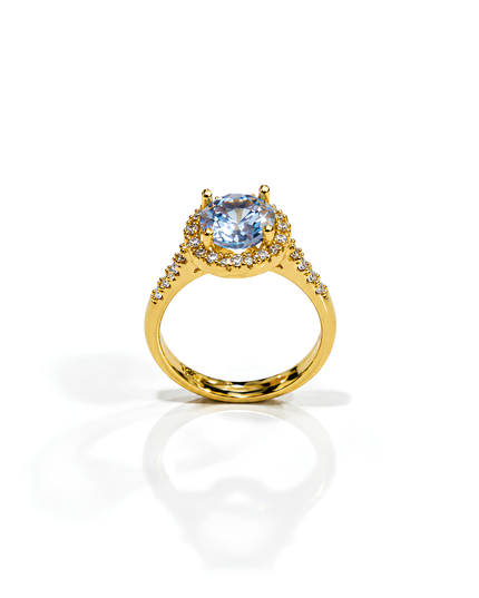 Celestia Blue Crystal Halo Statement Ring