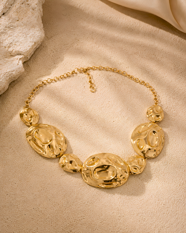 Sculpted Gold Statement Necklace