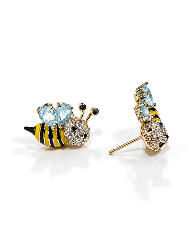 Honeybee Blue Crystal Stud Earrings