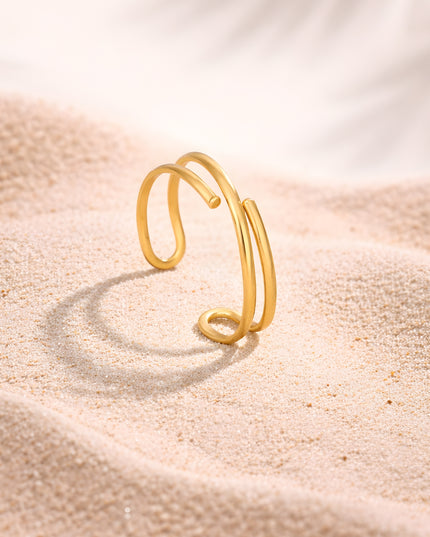 Gold-Tone Double Line Open Cuff Bracelet