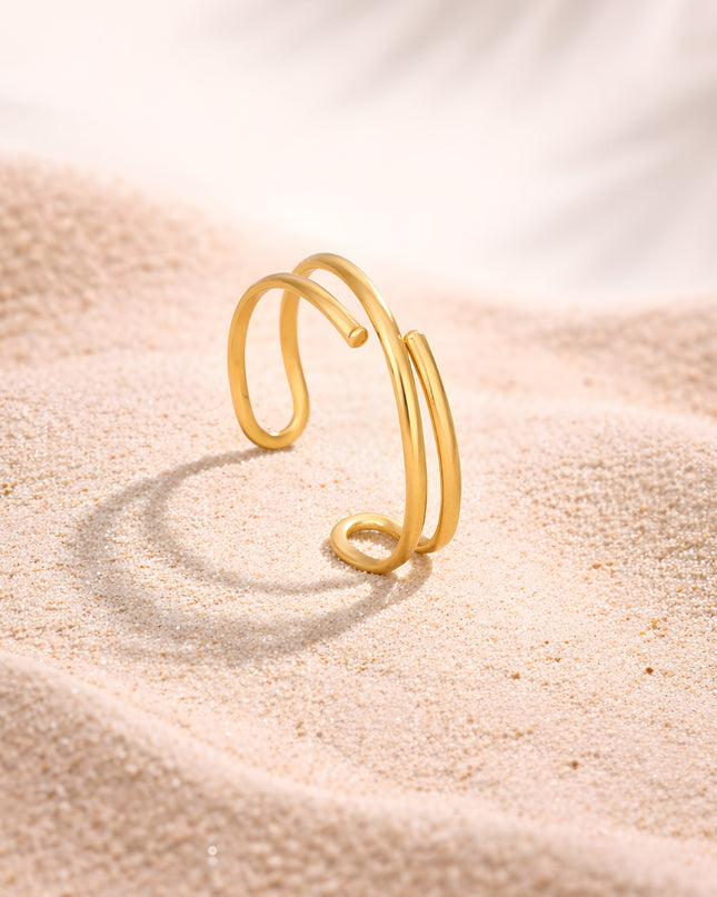 Gold-Tone Double Line Open Cuff Bracelet