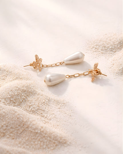 Mini Jewels Pearl Bow Drop Earrings
