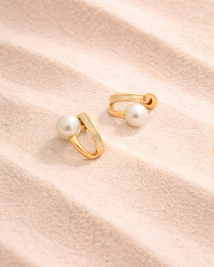 Modern Pearl Loop Stud Earrings