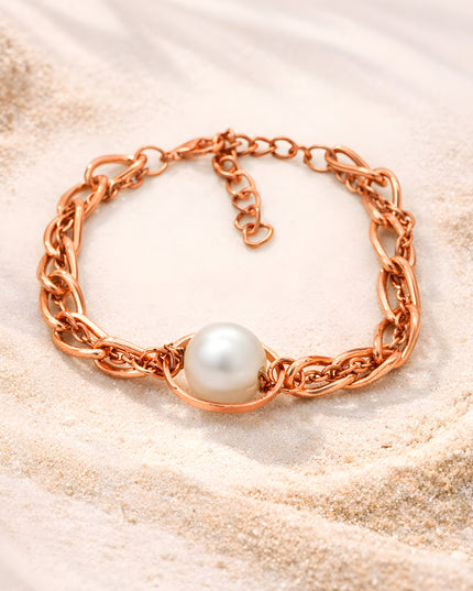 Aurielle Pearl Chain Bracelet – Rose Gold
