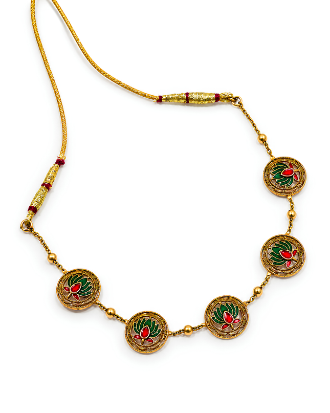 Lotus Meenakari Necklace Set