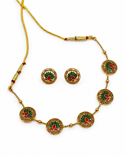 Lotus Meenakari Necklace Set