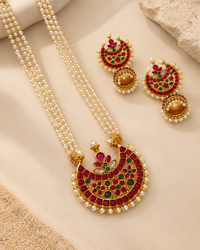 Rani Meenakari Pearl Necklace Set