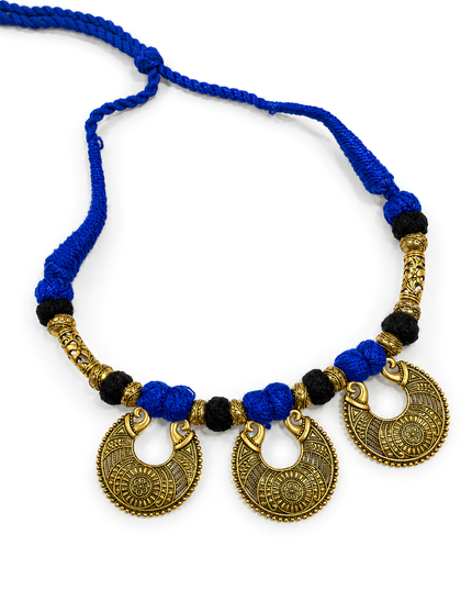 Rama Blue Thread Antique Gold Necklace
