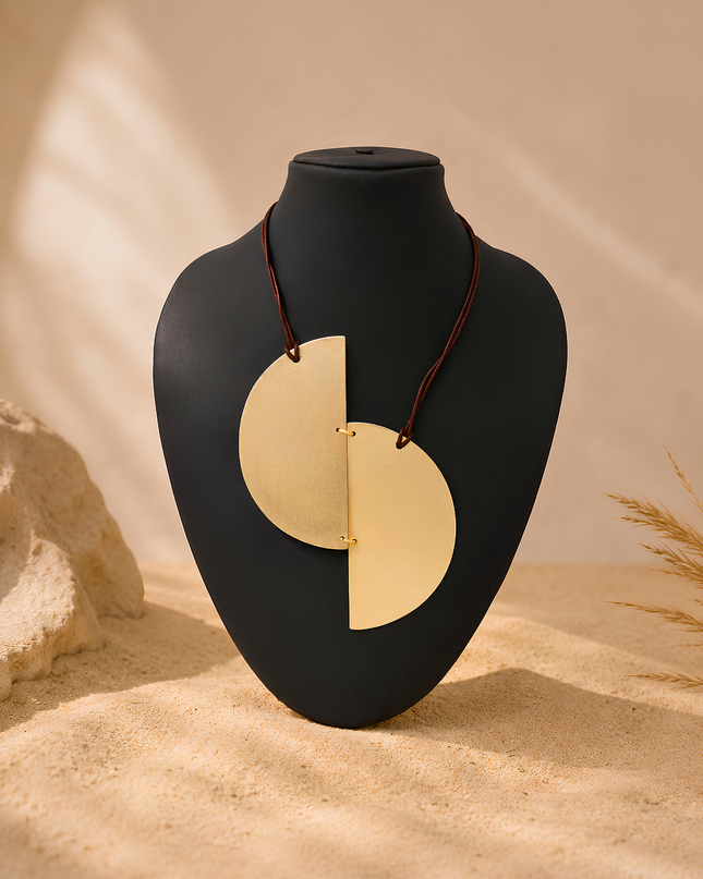 Mallet Geometric Half-Moon Statement Necklace