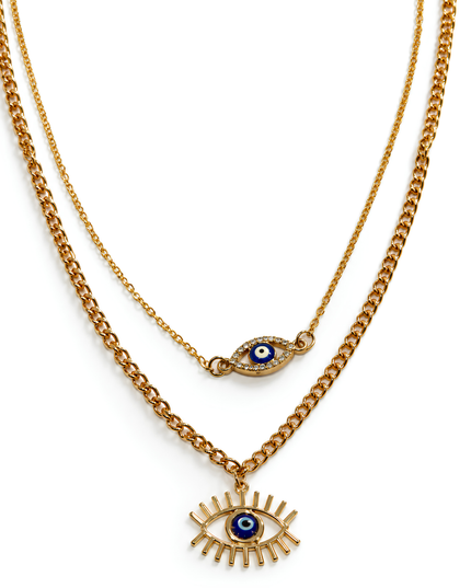 Nazaré Gold Plated Double Layer Evil Eye Necklace