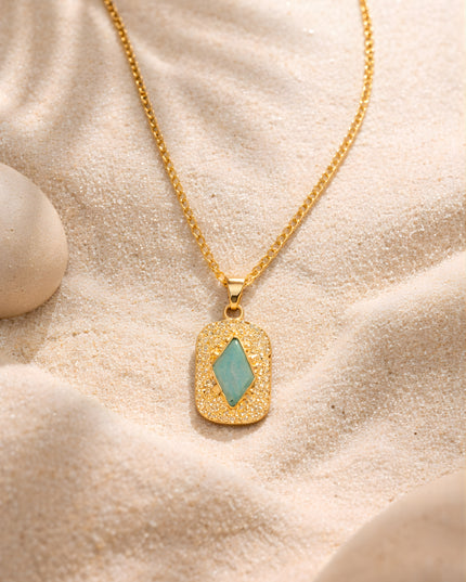 Crag Collection Raw Aqua Stone Gold Pendant Necklace