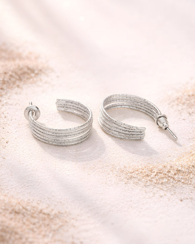 Rage Silver Arc Hoop Earrings