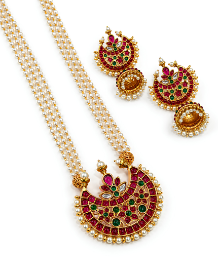 Rani Meenakari Pearl Necklace Set