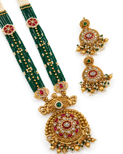 Emerald Rani Kundan Necklace Set