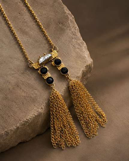 Onyx Cascade Tassel Necklace