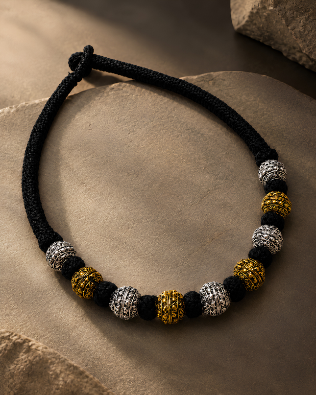Royal Black Beaded Necklace