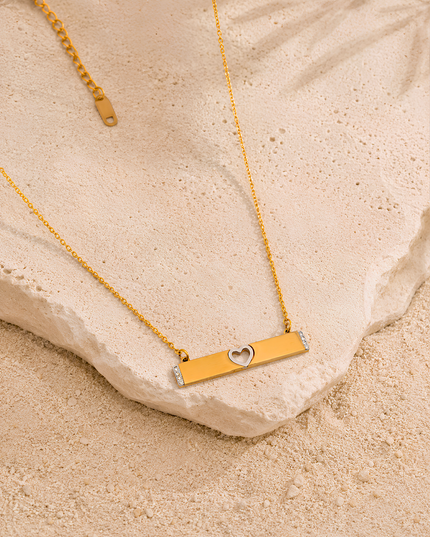 Dual Tone Heart Bar Fancy Chain