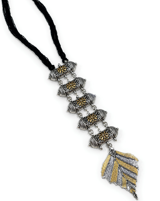 Royal Leaf Oxidised Necklace Set