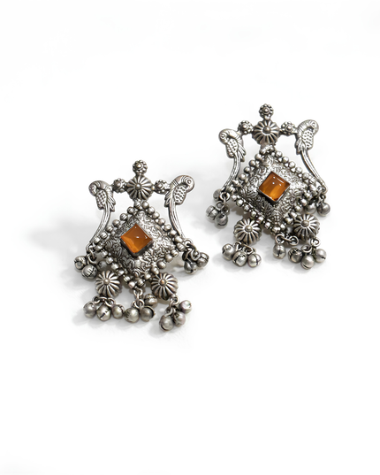 Rama Collection Antique Orange Stone Jhumka Earrings