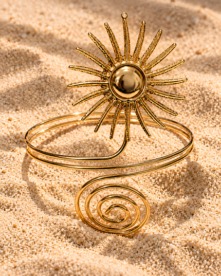 Solara Golden Sunburst Spiral Armlet