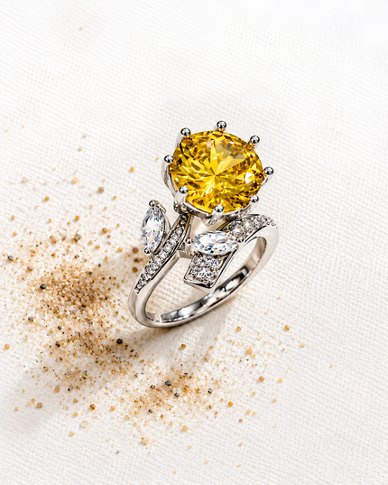 Solara Yellow Crystal Statement Ring