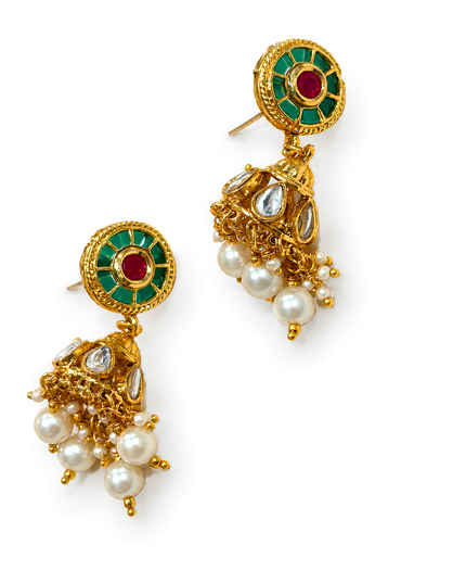 Majestic Emerald Ruby Pearl Choker Set