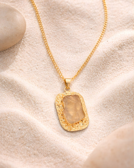 Crag Pendant – Honey Quartz