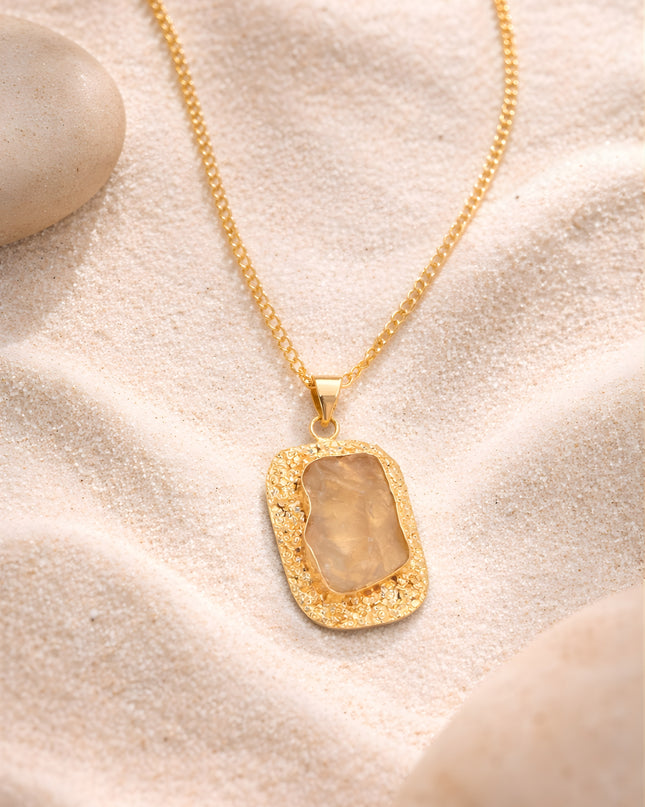 Crag Pendant – Honey Quartz
